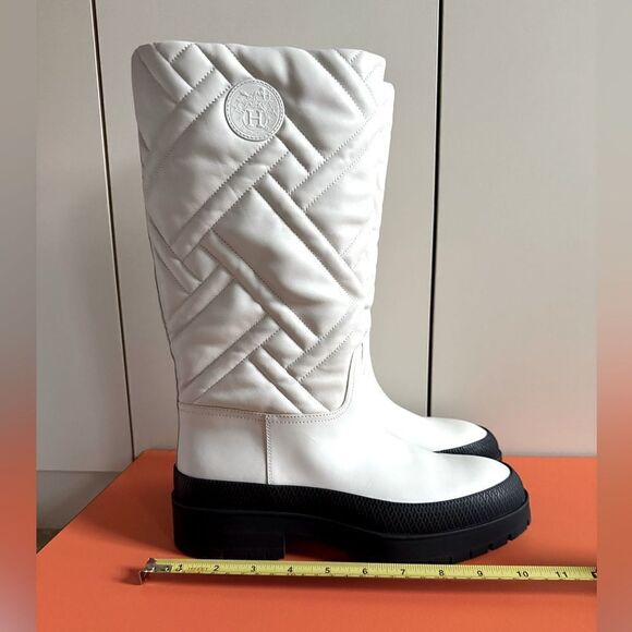 Hermes White calf leather Fuji Weather mid height Boot NIB 38.5 - Picture 8 of 14